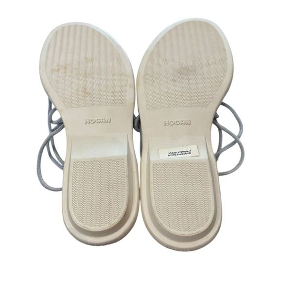 HOGAN Women's Gray Suede Leather Netting Thong Sandals 39 - Picture 7 of 8